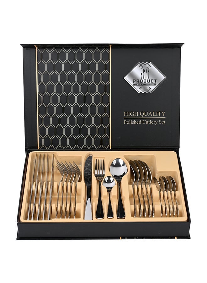 أولييرو طقم أدوات طعام متين وأنيق مكوّن من 24 قطعة لراحة استخدام ومائدة أنيقة – فضي - Image 2